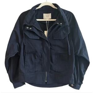 Joie NWT Stretch Utility Jacket Reactive Garment Dye Midnight Navy Blue Sz Small